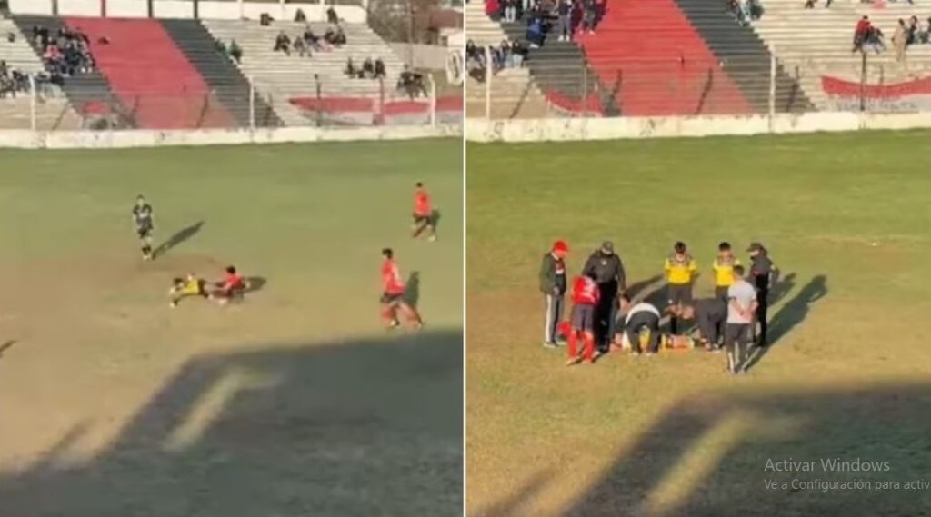 Brutal agresión en medio de un partido de fútbol: un jugador golpeó a un árbitro y lo dejó inconsciente